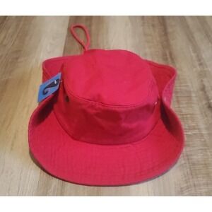 Gelante All Cotton Red Bucket‎ Cap Hat Size S/M Side Buttons Packable Wide Brim
